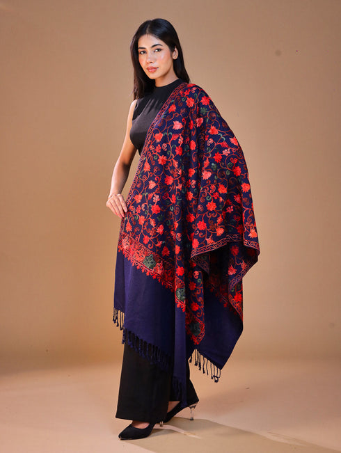 Women's Aari Embroidered Wool Stole